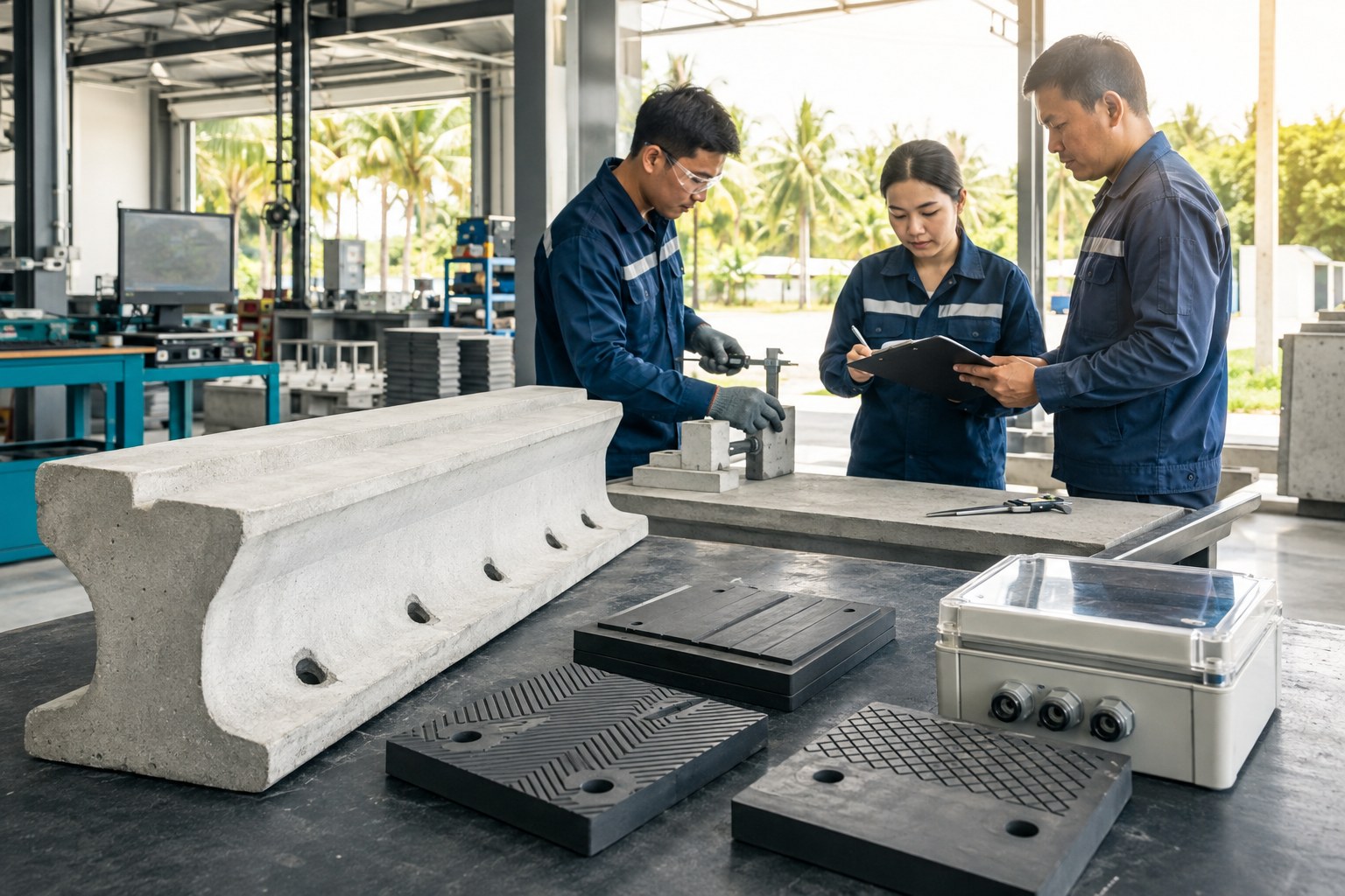 Engineering review of rail-related concrete, rubber and monitoring components